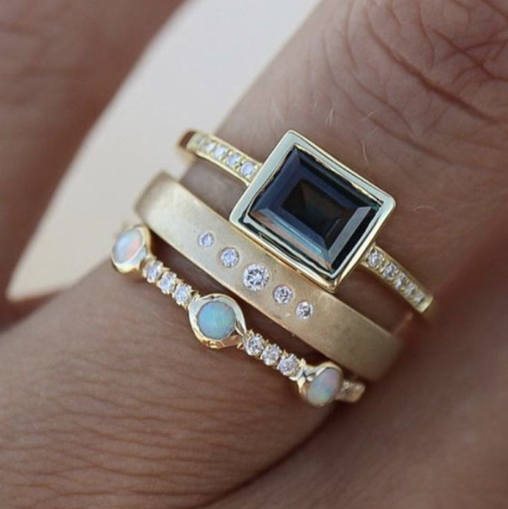 Vintage Elegant Blue Zirconia Ring Set-Lydieannejewelry