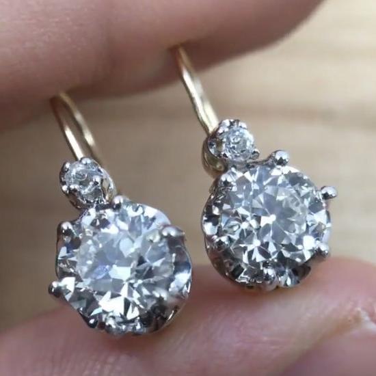 Vintage Zirconia Platinum Earrings-Lydieannejewelry