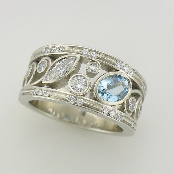 Vintage Zirconia Silver & Blue Ring-Lydieannejewelry