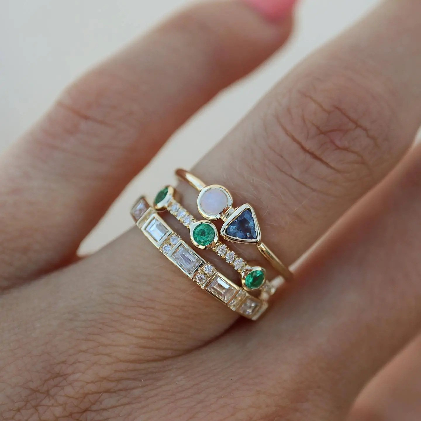 Vintage White Opal & Forest Zirconia Ring-Lydieannejewelry