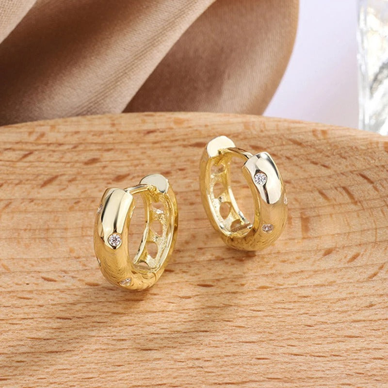 Classy Gold Radiant Crystal Hoop Earrings-Lydieannejewelry