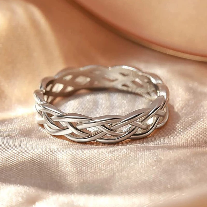 Twisted Silver Woven Band Ring-Lydieannejewelry