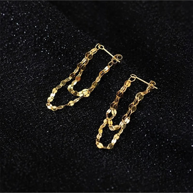 Vintage Gold Chain Drop Earrings-Lydieannejewelry