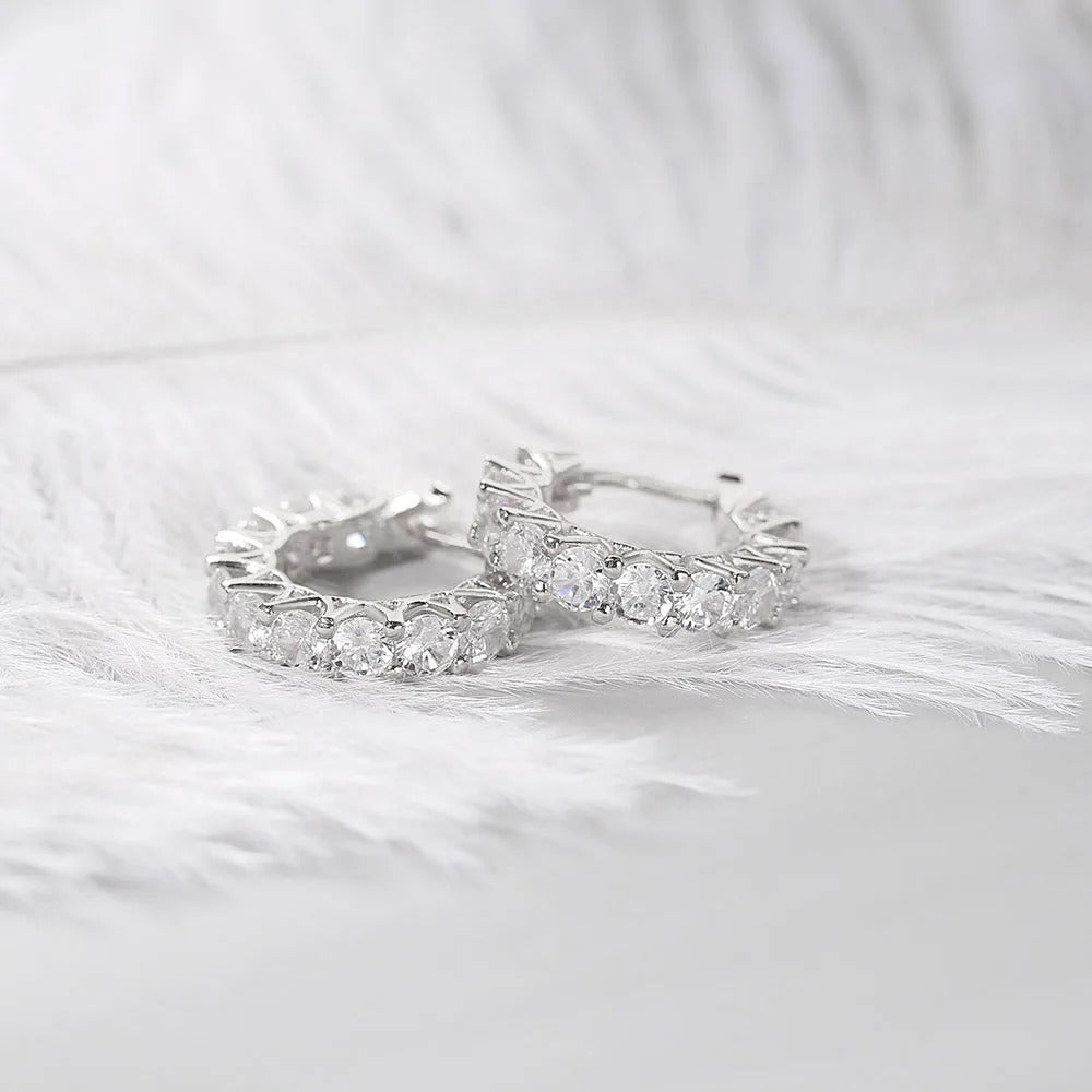 Vintage Silver Classic Round Cut Hoop Earrings-Lydieannejewelry