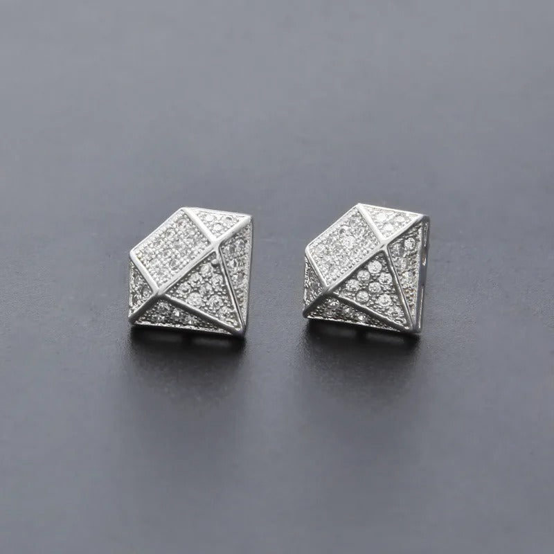 Silver Geometric Sparkle Earrings-Lydieannejewelry