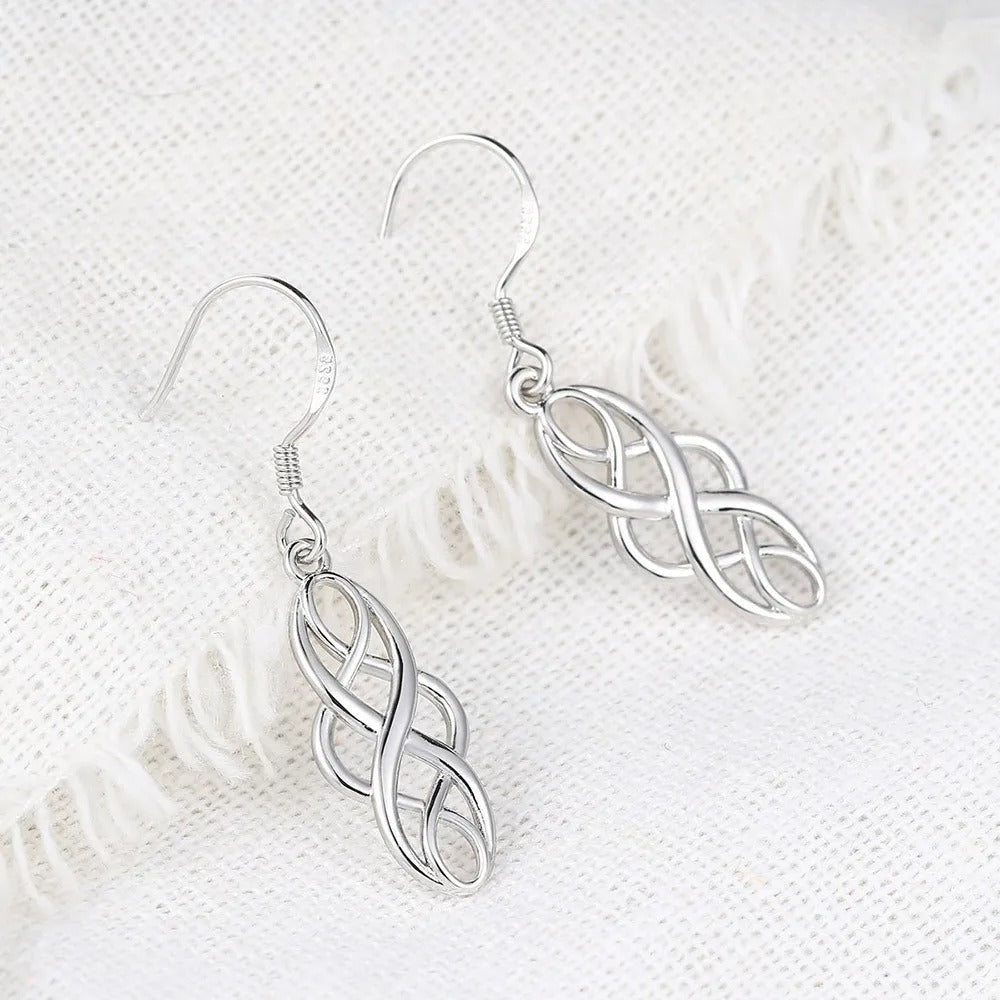 Timeless Silver Interwoven Infinity Pattern Earrings-Lydieannejewelry
