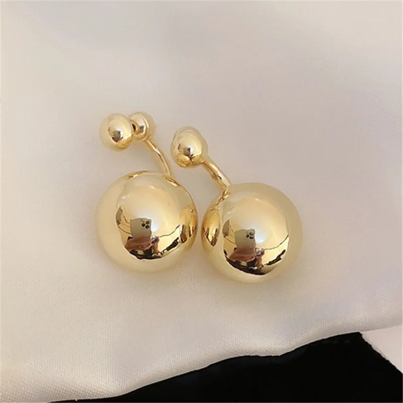Vintage Smooth Ball Design Gold Earrings-Lydieannejewelry