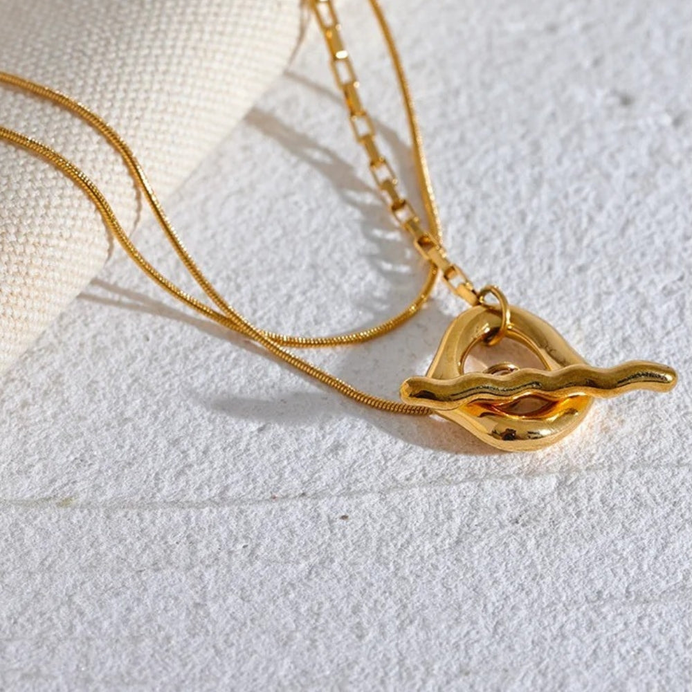 Vintage Gold Layered Pendant Necklace-Lydieannejewelry