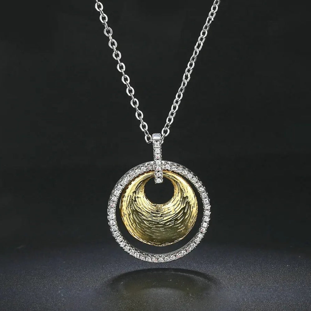 Vintage Silver & Gold Twirl Design Necklace-Lydieannejewelry