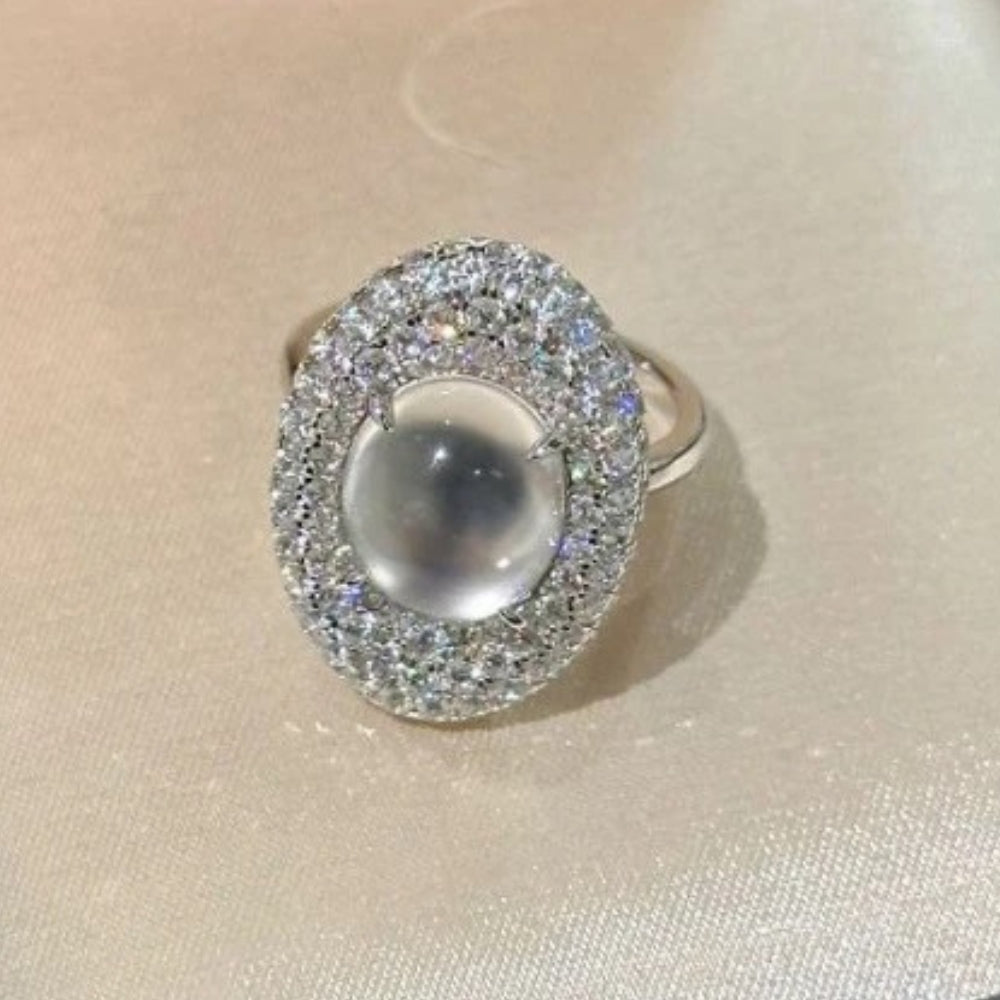 Timeless Silver Moonstone Crystal Adjustable Ring-Lydieannejewelry