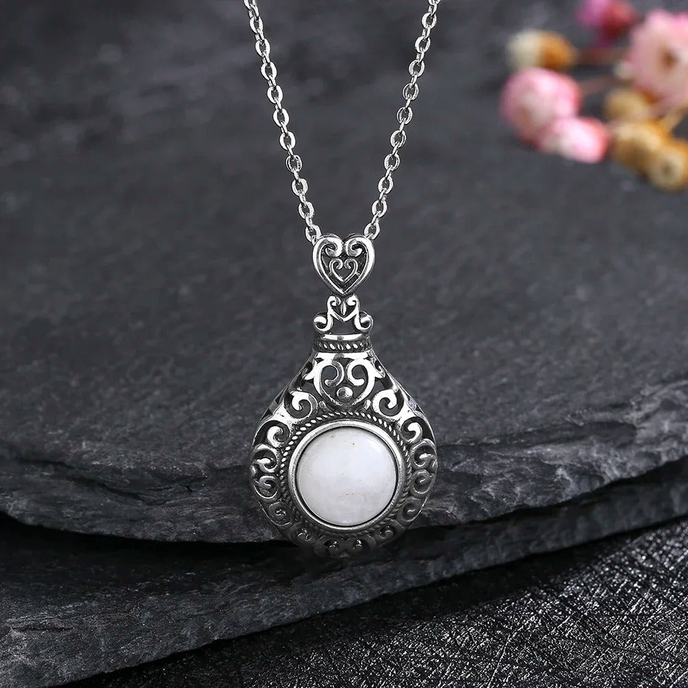 Vintage Ornate Moonstone Necklace-Lydieannejewelry