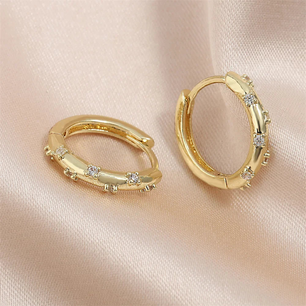 Classic Gold Diamond Accent Hoops-Lydieannejewelry