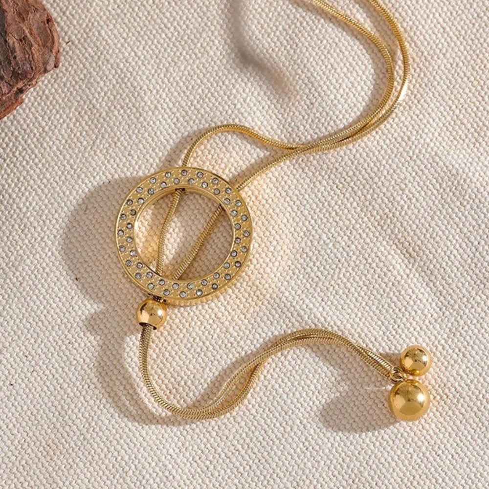 Vintage Gold Adjustable Circle Necklace-Lydieannejewelry