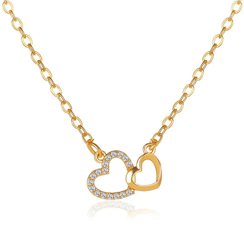 Love Necklace Temperament Double Peach Heart