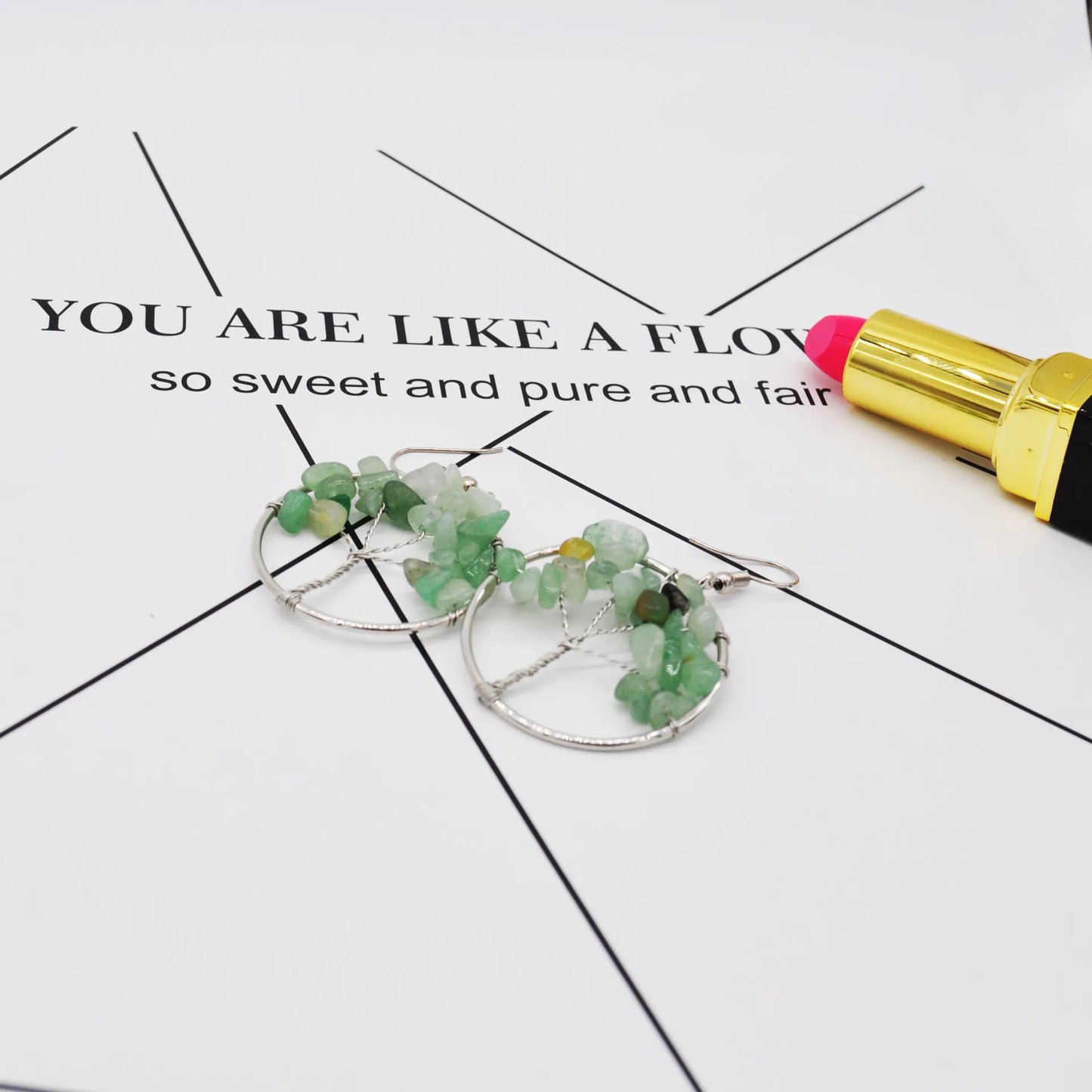 Natural Crystal Wishing Tree Earrings