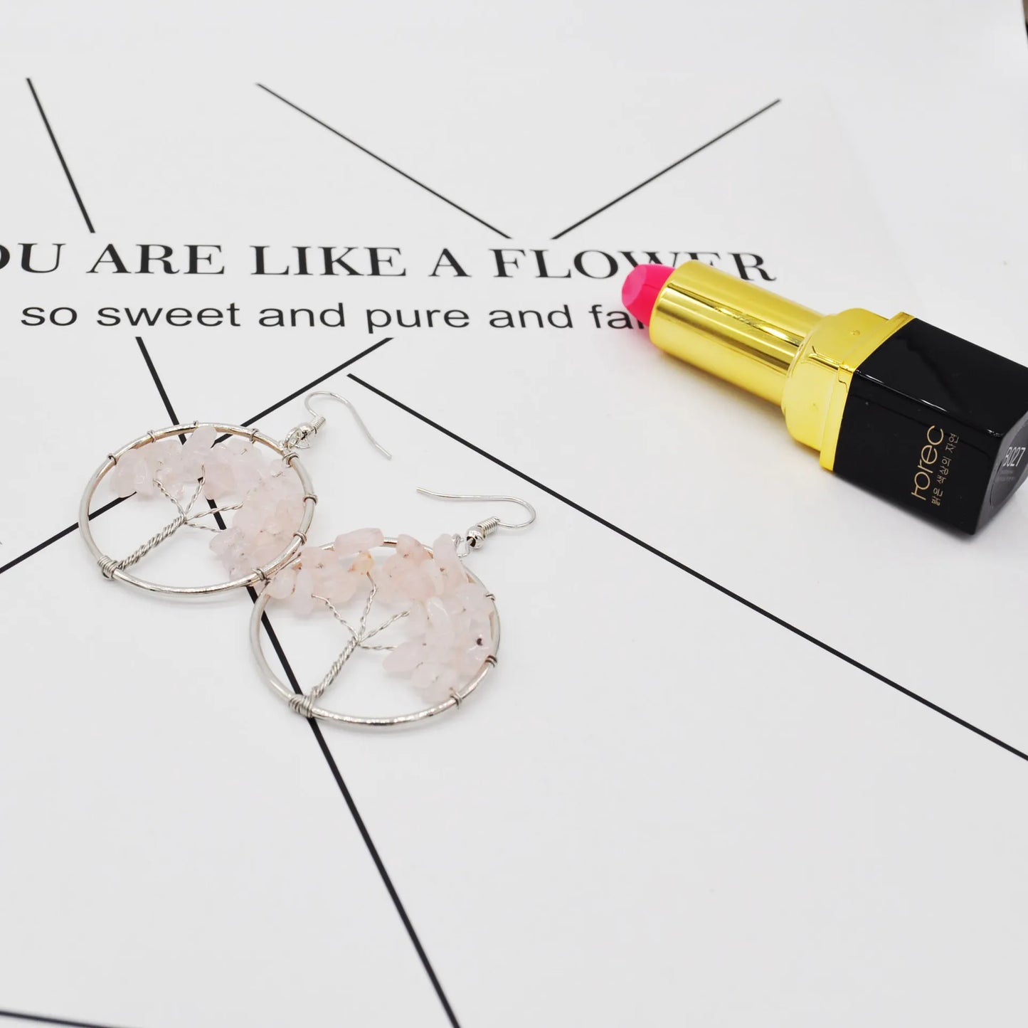 Natural Crystal Wishing Tree Earrings