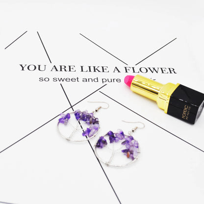 Natural Crystal Wishing Tree Earrings