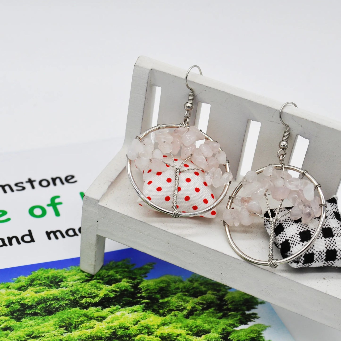 Natural Crystal Wishing Tree Earrings