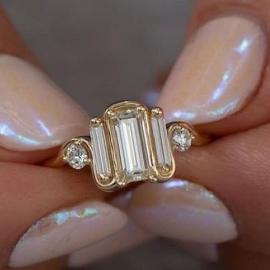 Vintage White Glass Gold Ring-Lydieannejewelry