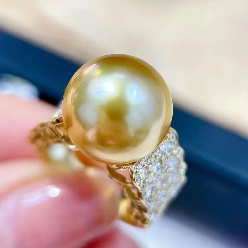 Vintage Golden Pearl Bright Ring-Lydieannejewelry