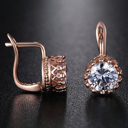 Vintage Zirconia Rose Earrings-Lydieannejewelry