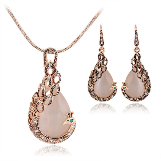 Elegant Peacock Crystal Jewelry Set