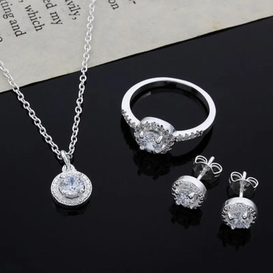 Vintage Silver Zircon Jewelry Set