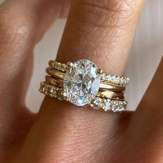 Vintage Zirconia Bright Ring Set-Lydieannejewelry