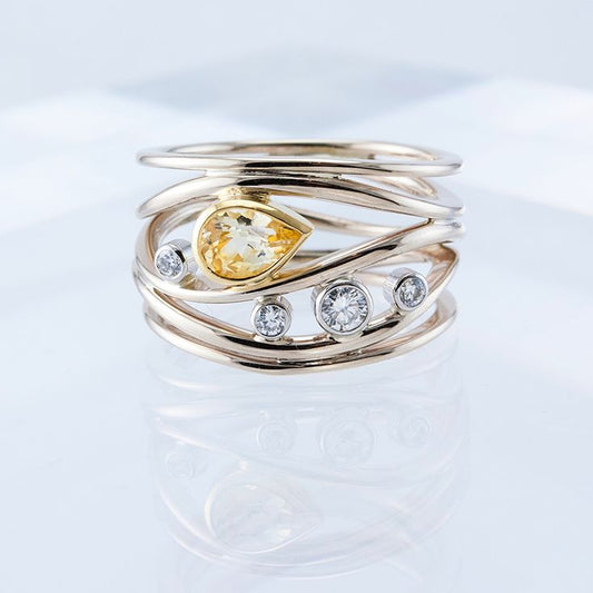 Vintage Yellow Zirconia Layer Gold Ring