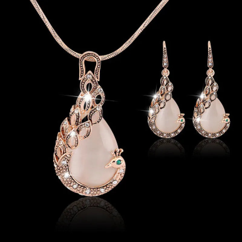 Elegant Peacock Crystal Jewelry Set