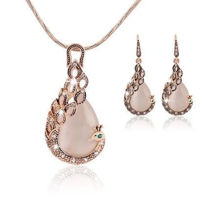 Elegant Peacock Crystal Jewelry Set