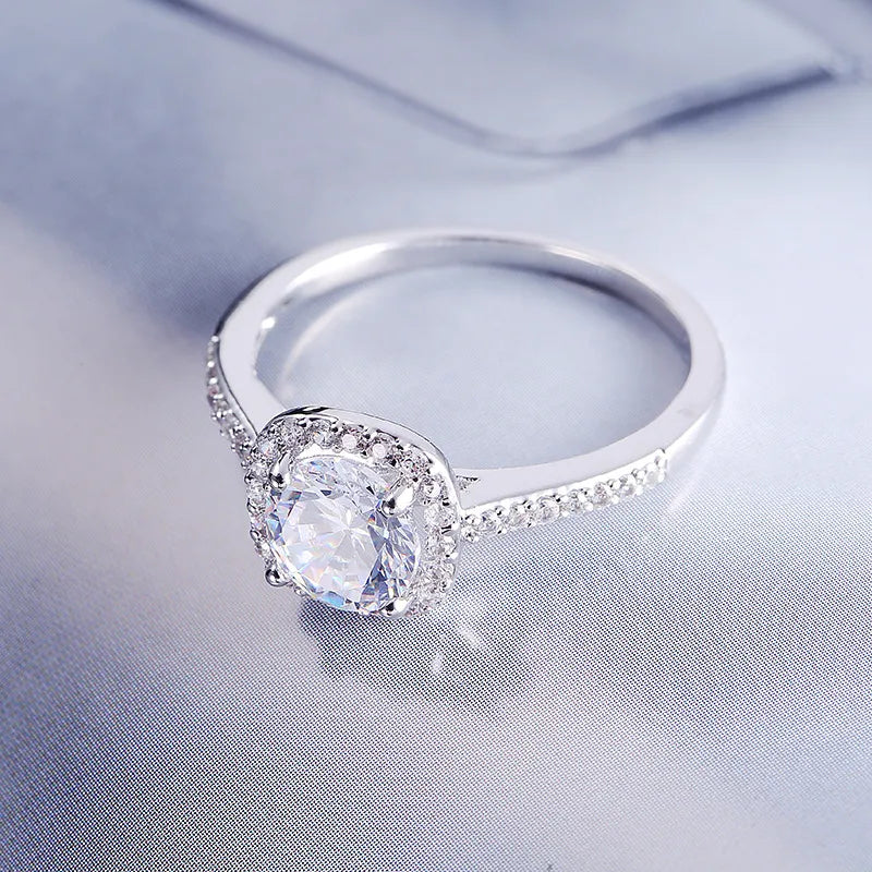 Sparkling Silver Square Ring