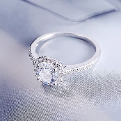 Sparkling Silver Square Ring