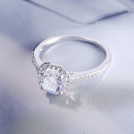 Sparkling Silver Square Ring