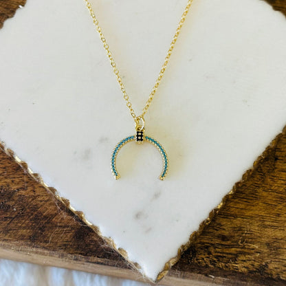 Elda Turquoise Horn Necklace-Lydieannejewelry