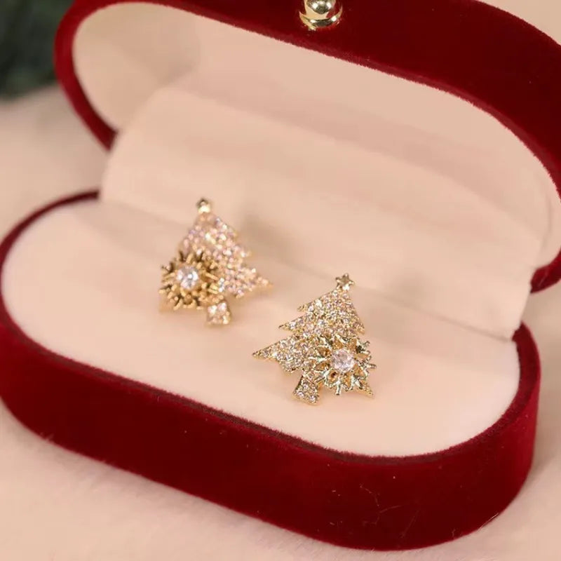Vintage Christmas Tree Sparkling Earrings