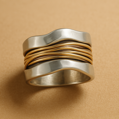 Silver Golden Threads Ring