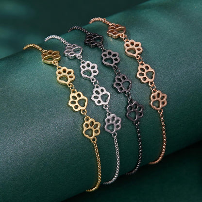 Sterling Silver Paw Print Bracelet – Adjustable Fit