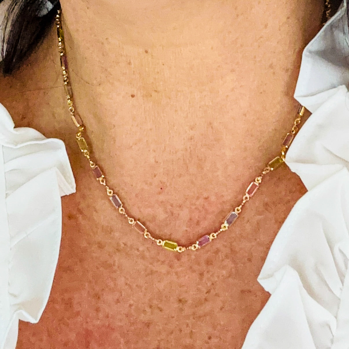 Isabella MultiColor CZ Stone Necklace-Lydieannejewelry