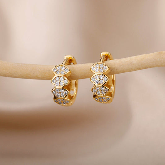 Earrings with Zirconia in Gold and Silver
