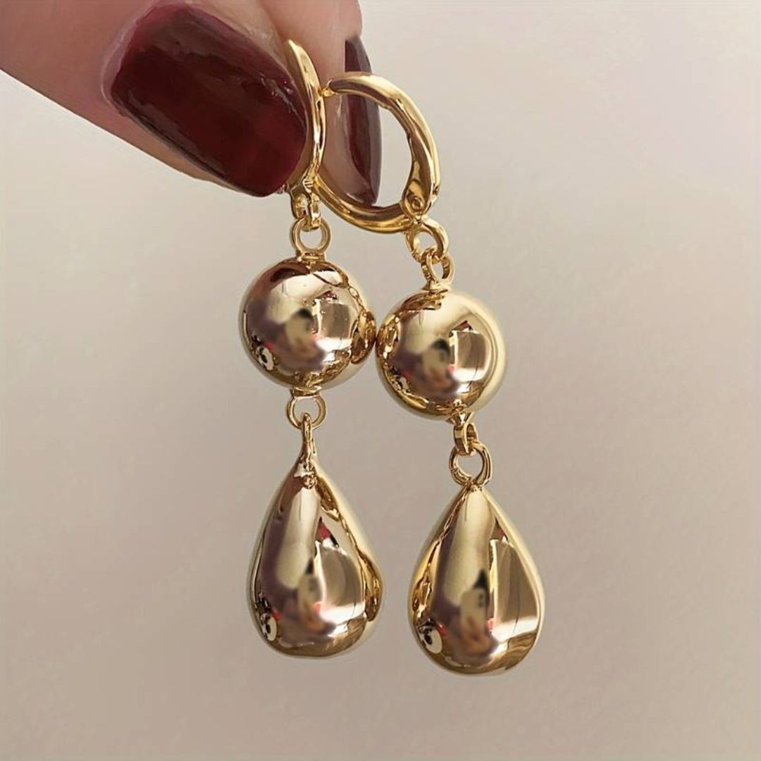 Vintage Dangling Golden Pearls Earrings-Lydieannejewelry
