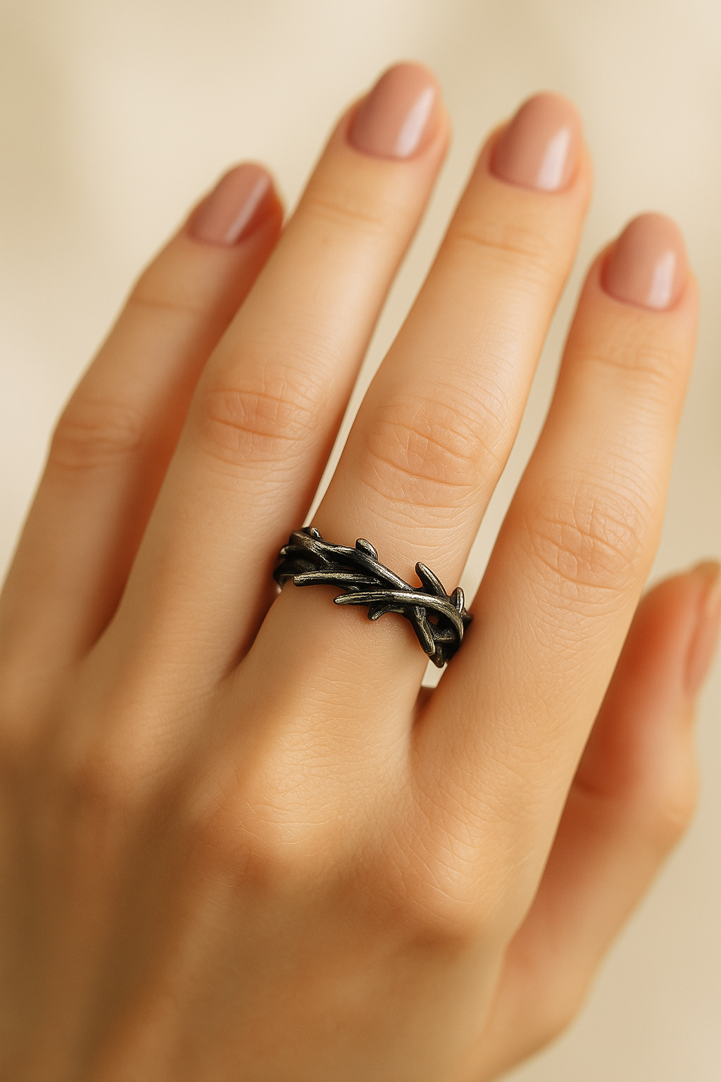 Vintage Black Crown of Thorns Ring-Lydieannejewelry