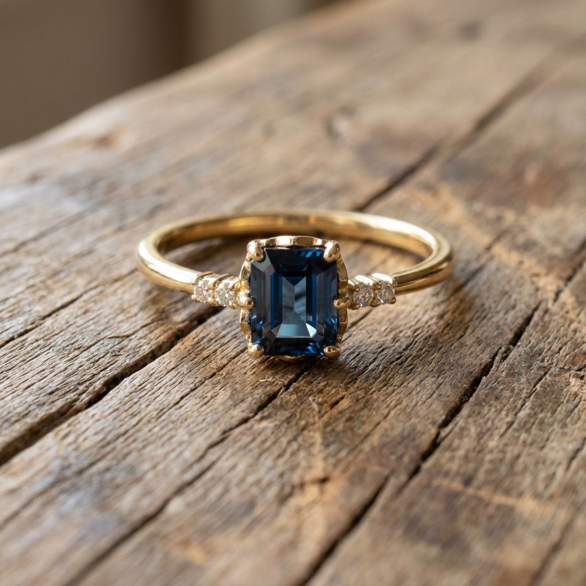 Vintage Blue Crystal Gold Ring