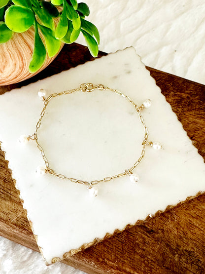 Gina Mini Pearl Charm Bracelet-Lydieannejewelry