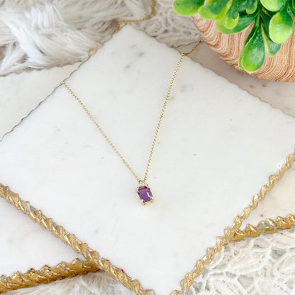 Violetta Amethyst Baguette Necklace-Lydieannejewelry