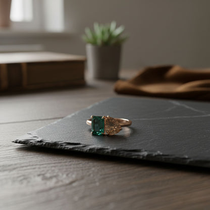 Vintage Double‑Main Stone Zircon Square Ring