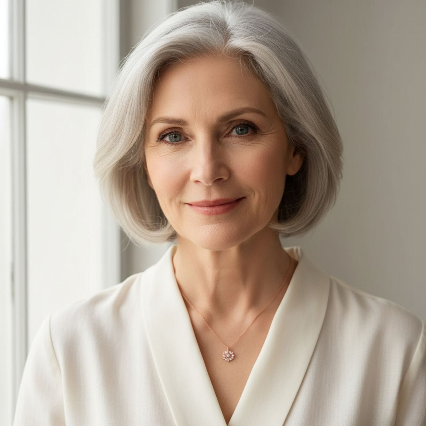 Rotatable Silver Snowflake Necklace