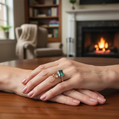 Vintage Double‑Main Stone Zircon Square Ring