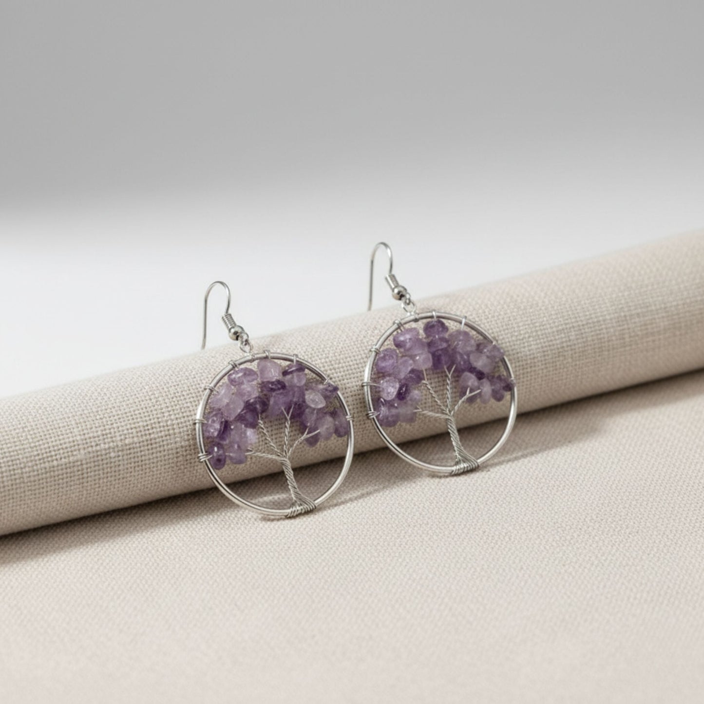 Natural Crystal Wishing Tree Earrings