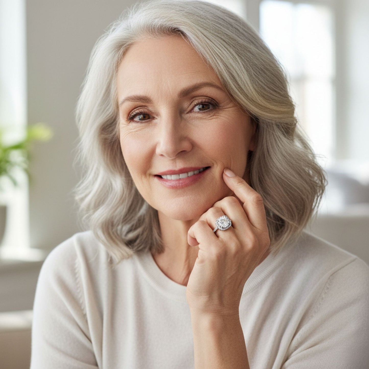 Sparkling Silver Square Ring